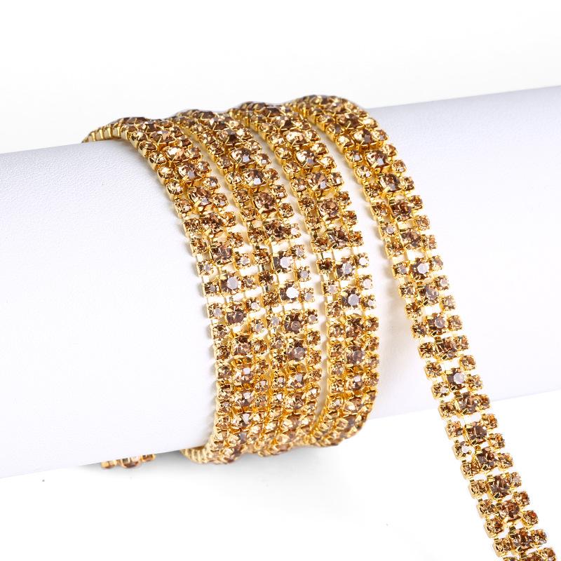 3 Reihen Krallenkette Ss8Ss16 Farbe Dichtes Strassband Strasskette Metall Glasbohrer DIY Schmuckzubehör