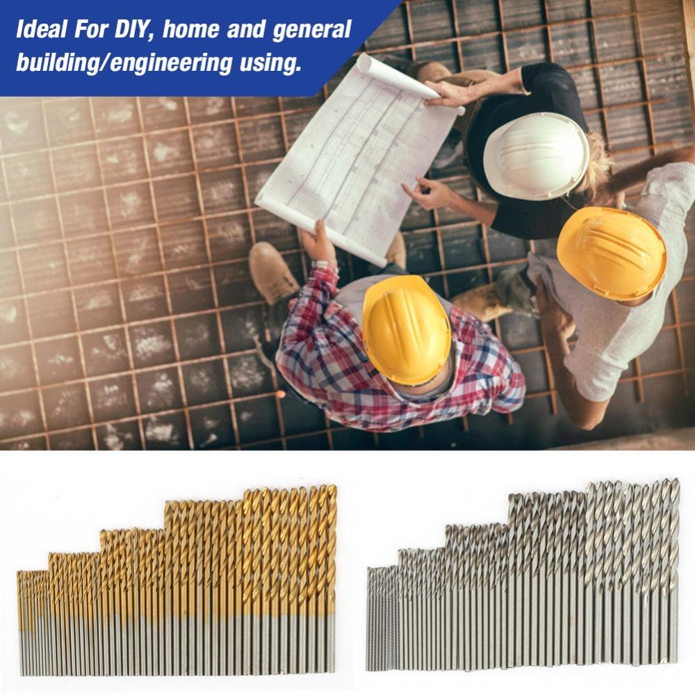100pcs High Speed Steel Titanium Coated Drill Bits Titanium Coated White Drill Bits Metal Drilling