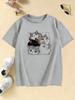 Y2K Cute Cat Graphic Kids Tshirts Summer Short Sleeve Tees Cartoon Animal Boys Girls Clothes Kawaii Kitten Tops Tshirt