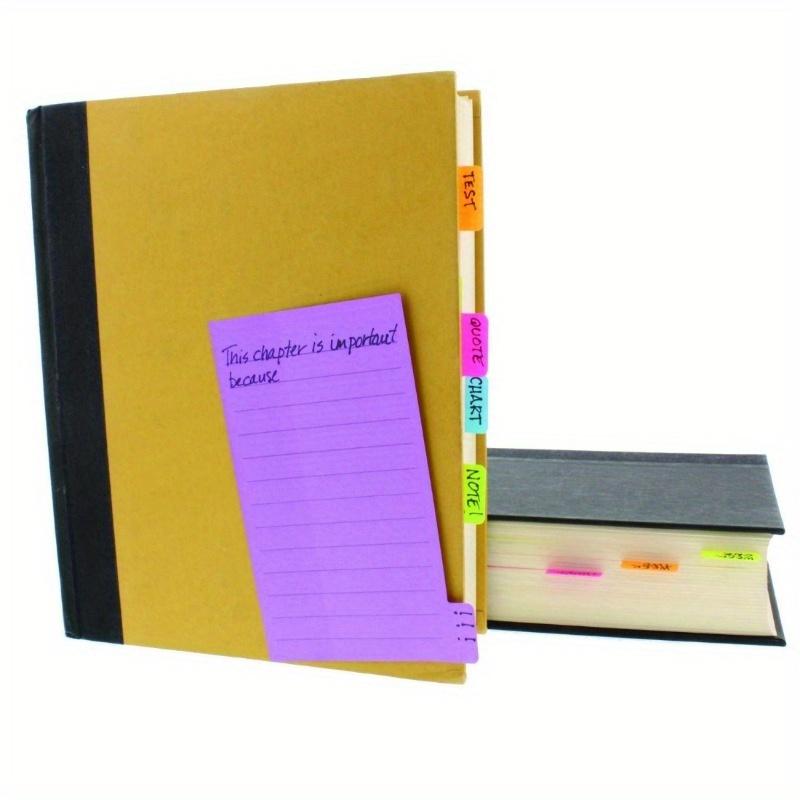 1Pc Divider Sticky Notes, Tabbed Self-Stick Lined Note Pad, 60 Ruled Notes, Assorted Neon Colors Index Sticky Notes