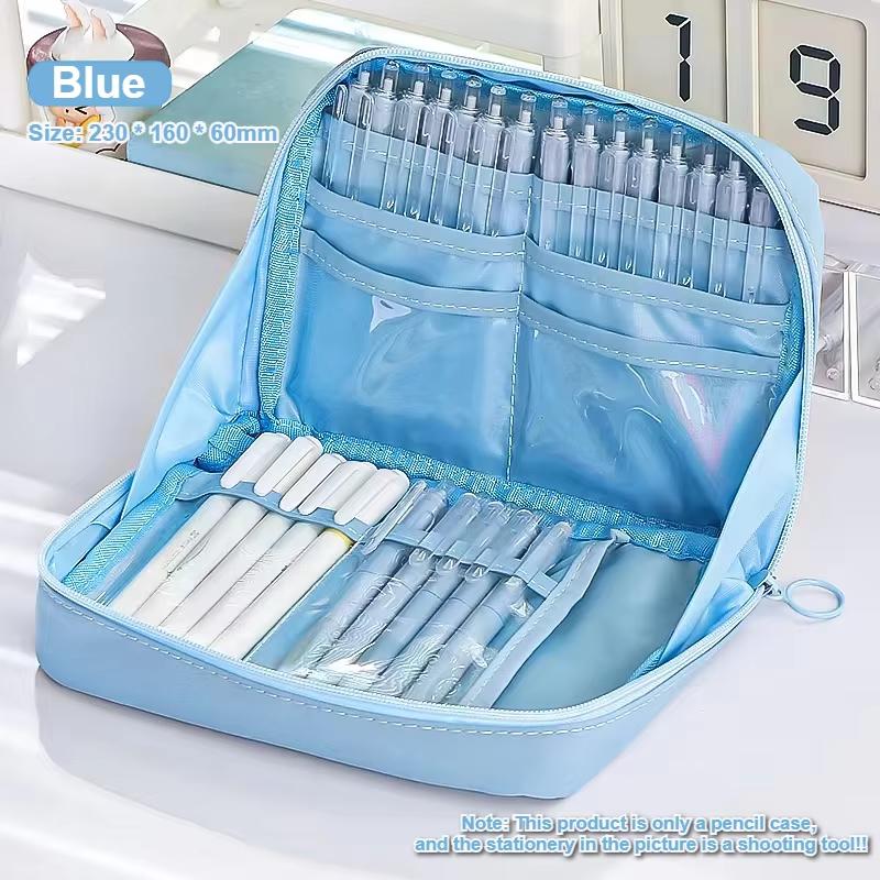 

12-слойный пенал большой емкости, красивый многофункциональный классный чехол для хранения канцелярских принадлежностей, 1 шт. синий