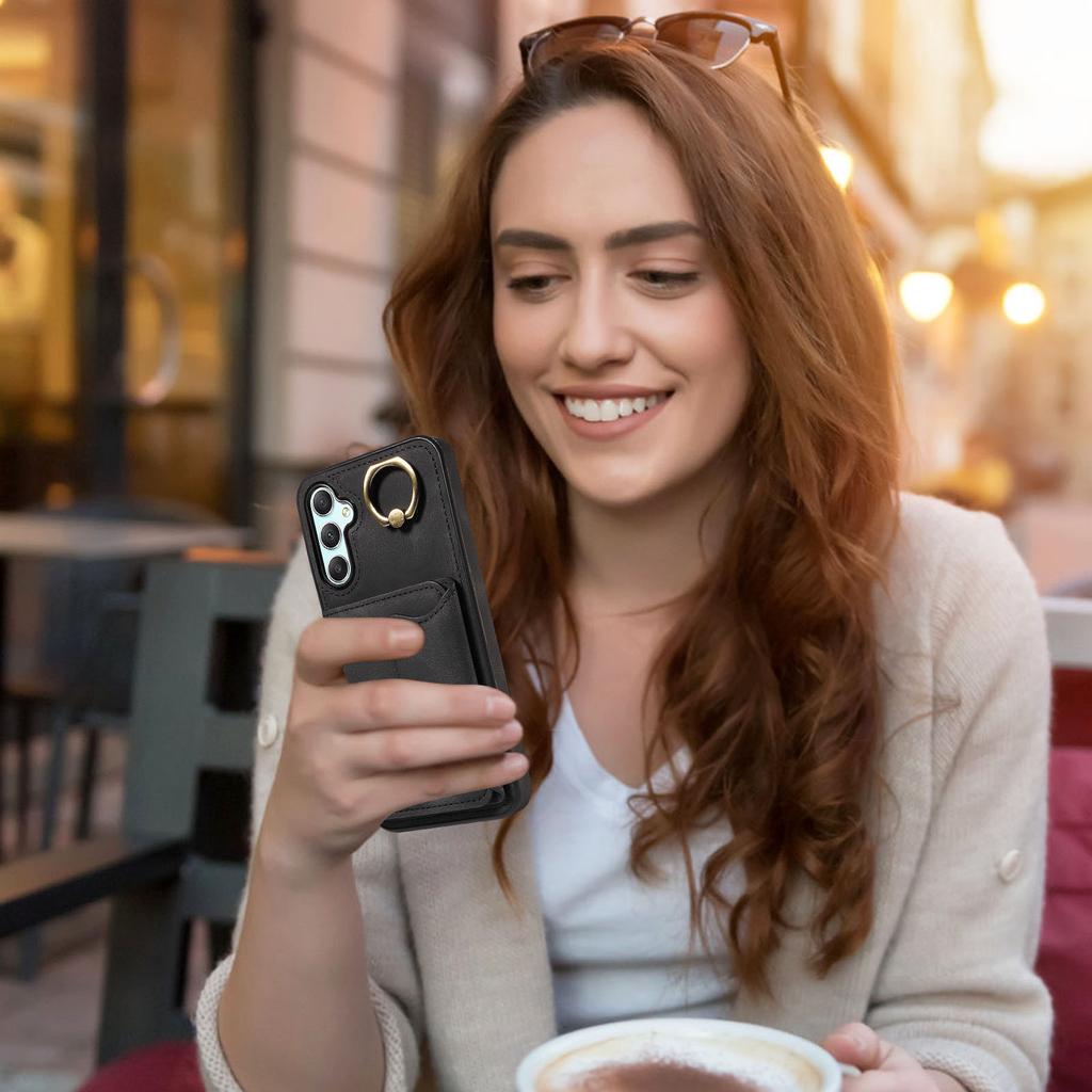 For Samsung Galaxy A34 (5G) Ring Bracket Card Holder Slots Cover Phone Case