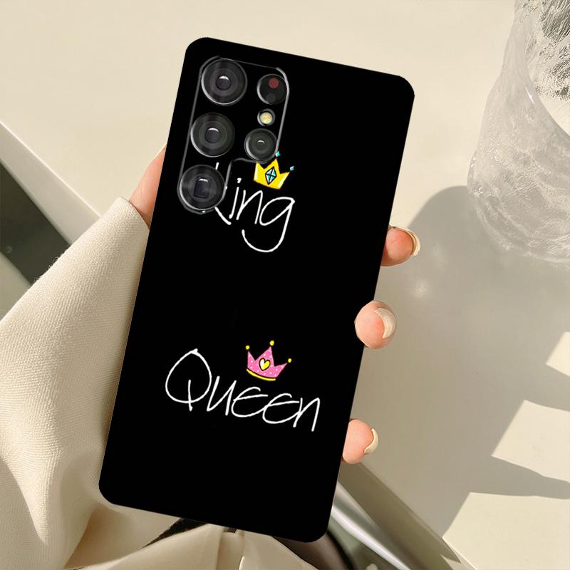Queen King Crown Case For Samsung Galaxy S23 Ultra S21 S22 S24 S25 Ultra S9 S10 Plus S24 FE S20 FE Back Cover