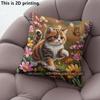 Süße florale Kätzchen dekorative Überwurf-Kissenbezüge Muster Kissenbezug Geeignet für Sofa Schlafzimmer Auto Kissenbezug