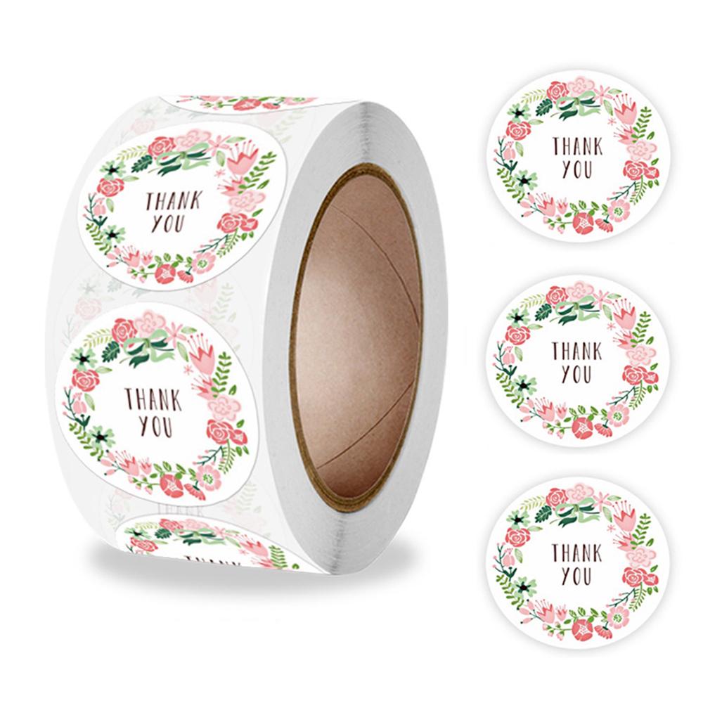 500pcs Thank You Stickers Green Flowers Thank You Labels for Birthday, Weddings, Giveaways, and Small Business Shipping Stickers