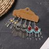 Retro long earrings, Tibetan silver tassel women's bohemian high-end metal vacation earrings set