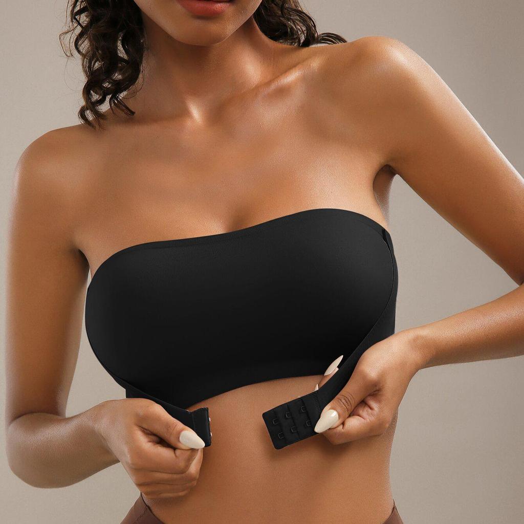Sujetador Strapless sin Costuras con Cierre Frontal - Sin Aros, Diseño Bandeau Fruncido