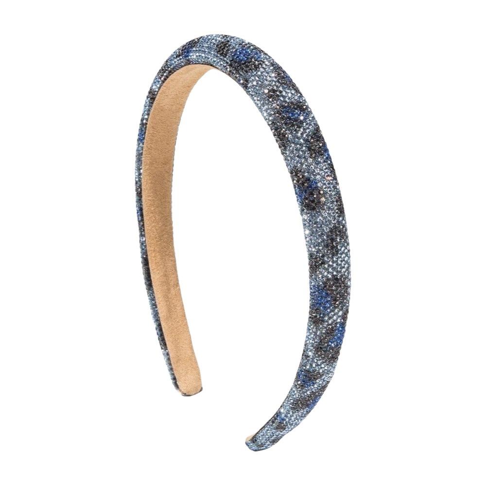 Bling Rhinestone Headband Wide Women Hair Hoop Simple Leopard Print Hairband  Ladies синий
