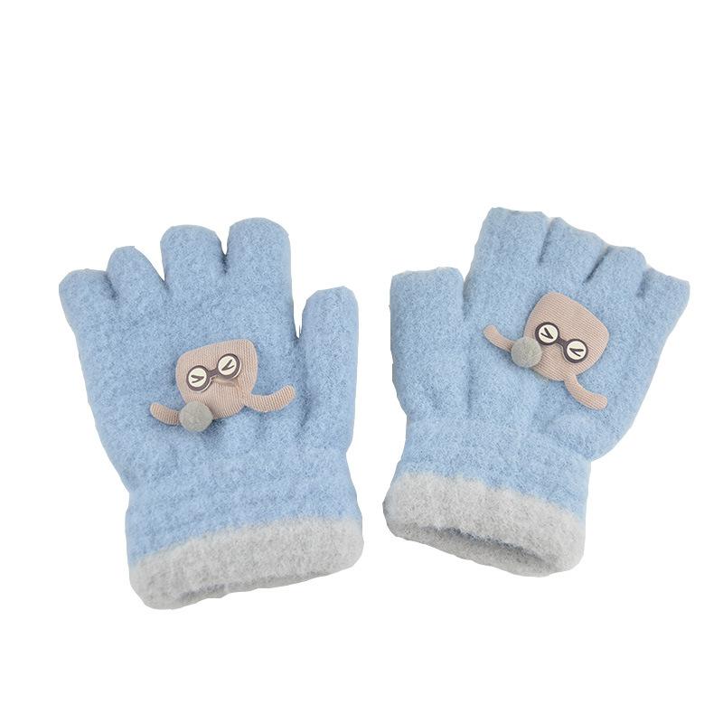 Vinternyhet stora och mellanstadiebarnens halvfingerhandskar, student skriva plysch varma tecknade ullhandskar