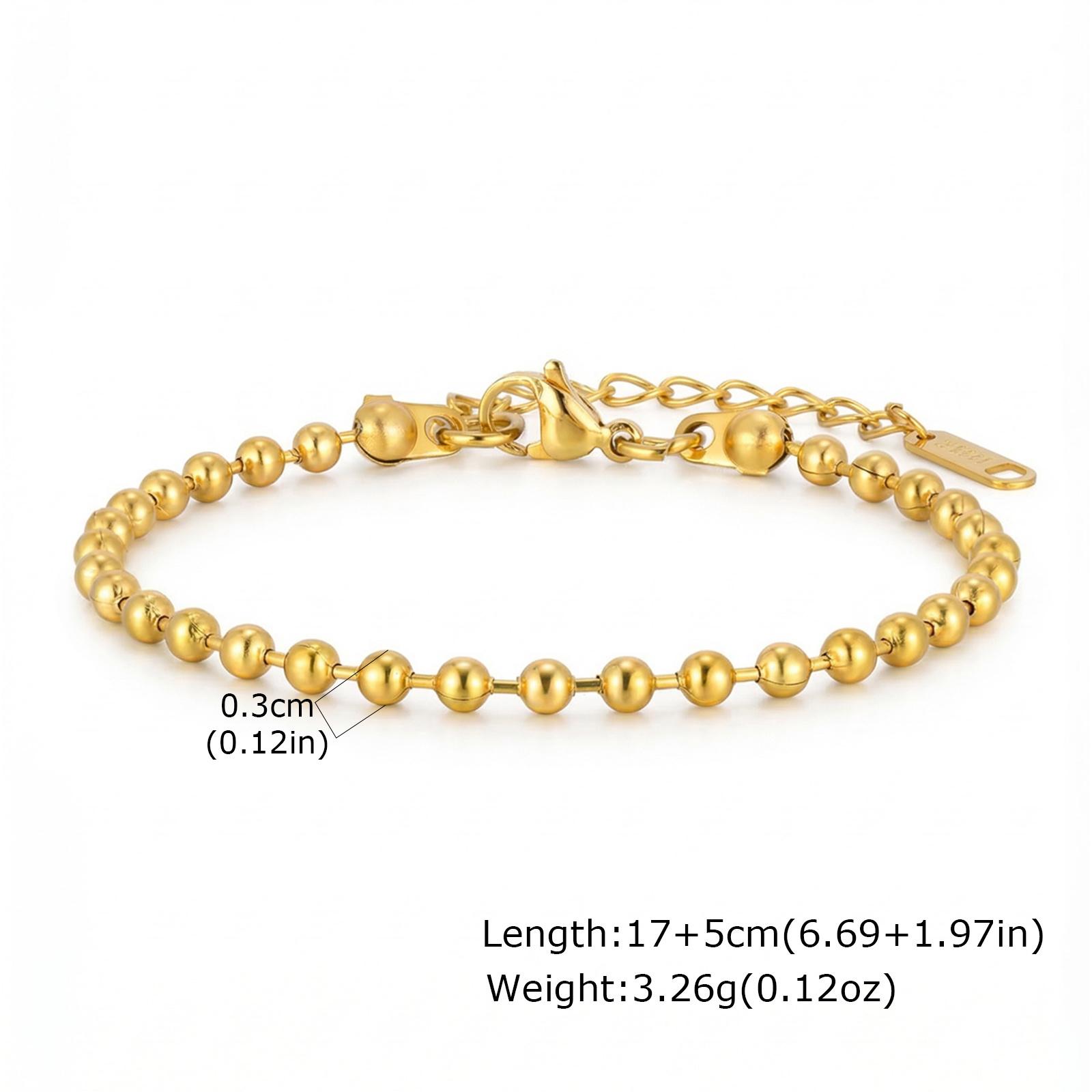 

Vnox Trendy Stainless Steel Imitation Pearl Bracelet for Women, Gold Plated Smooth Beaded Chain Necklaces Waterproof Jewelry