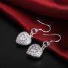 925 Sterling Silver Heart-shaped Purple AAA Zircon Piercing Earrings, Fashionable Wedding Jewelry