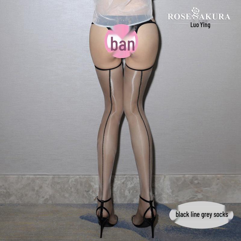 Ultra-Thin Glossy Thigh-High Socks with Back Seam - Sexy & Slimming Black Stockings [Tax Included]