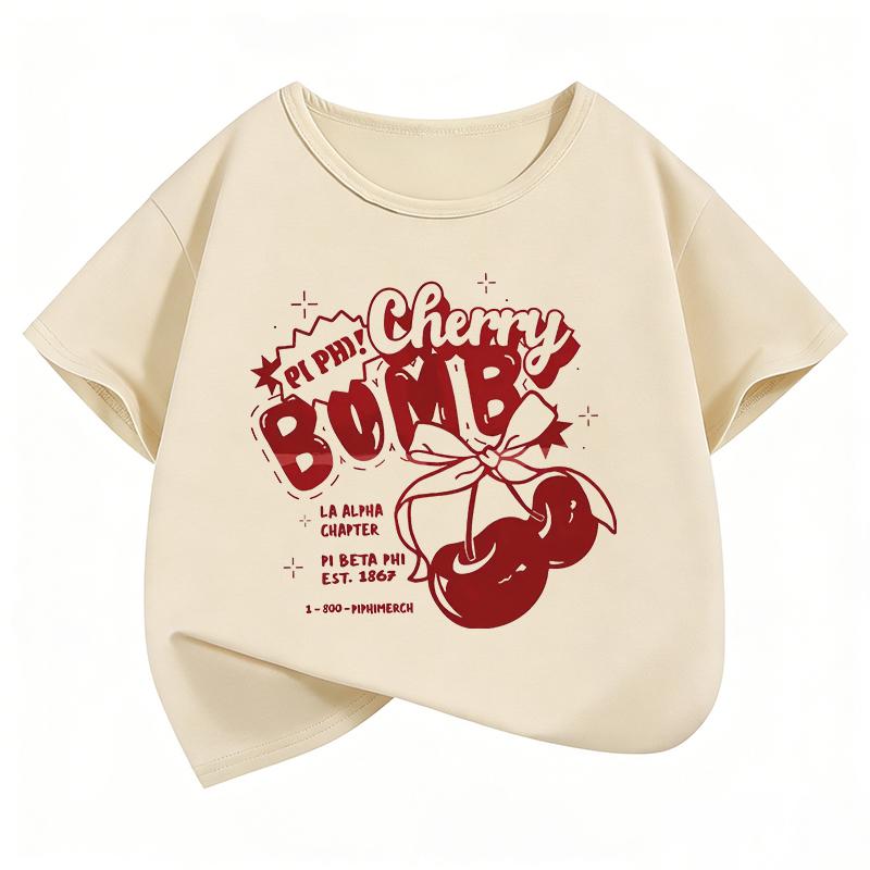 Y2k Girls Cherry Design Printed T Shirts Kids Childrens Tshirt Boys Girls Summer Spring Casual Top Tee Shirt 110