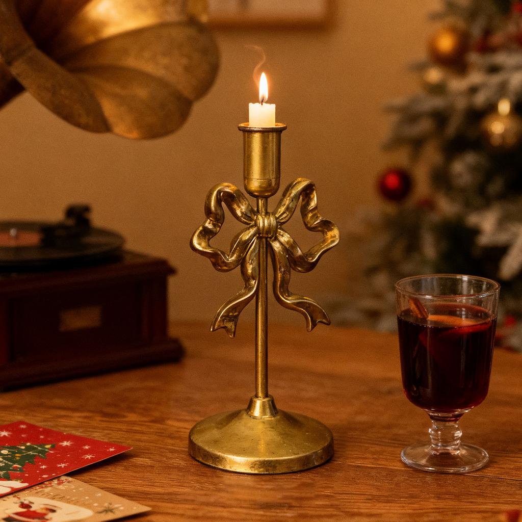 Bow-shaped Candlesticks, Candlesticks Available In Three Colors, Tall Wrought Iron Candlesticks, Vintage Home Décor, Weddings, Holidays And Christmas.