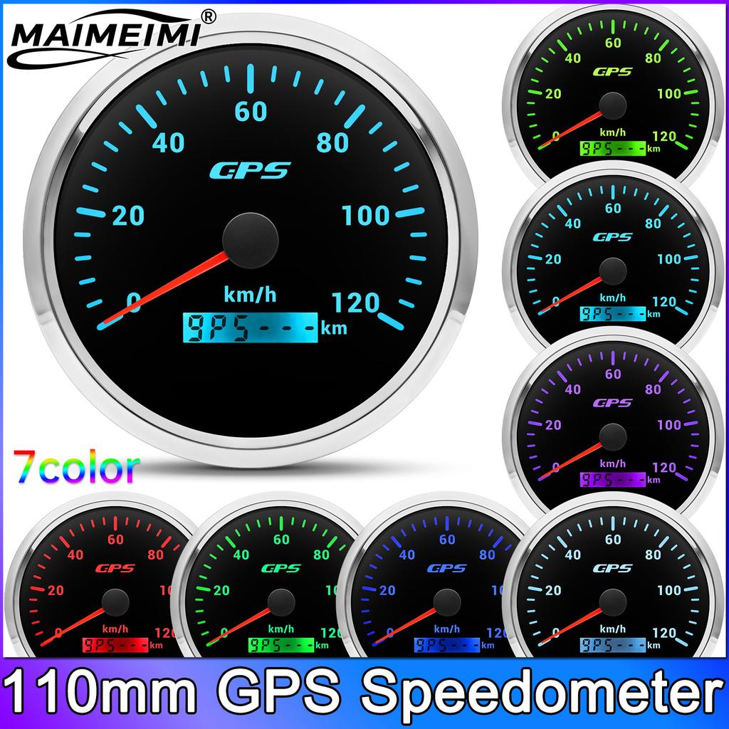 AD 110MM GPS Speedometer With GPS Antenna for 12V 24V Car Boat Marine 120/200KMH MPH Speed Gauge Odometer 7 Colors