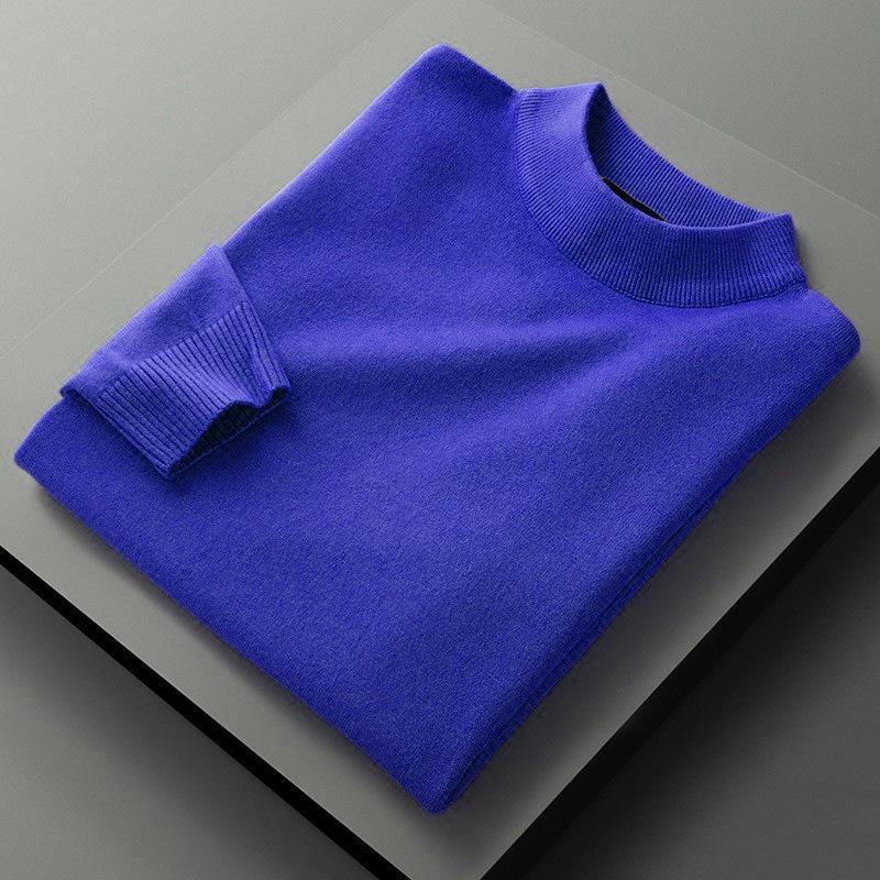 Men's Autumn/Winter Slim Fit Woolen Pullover - Half High Neck Knitted Sweater
