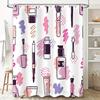 Vintage Style Decor Shower Curtain with Makeup Brush Design Waterproof Bath Room Decoration Home Accessories Pink Purple White C