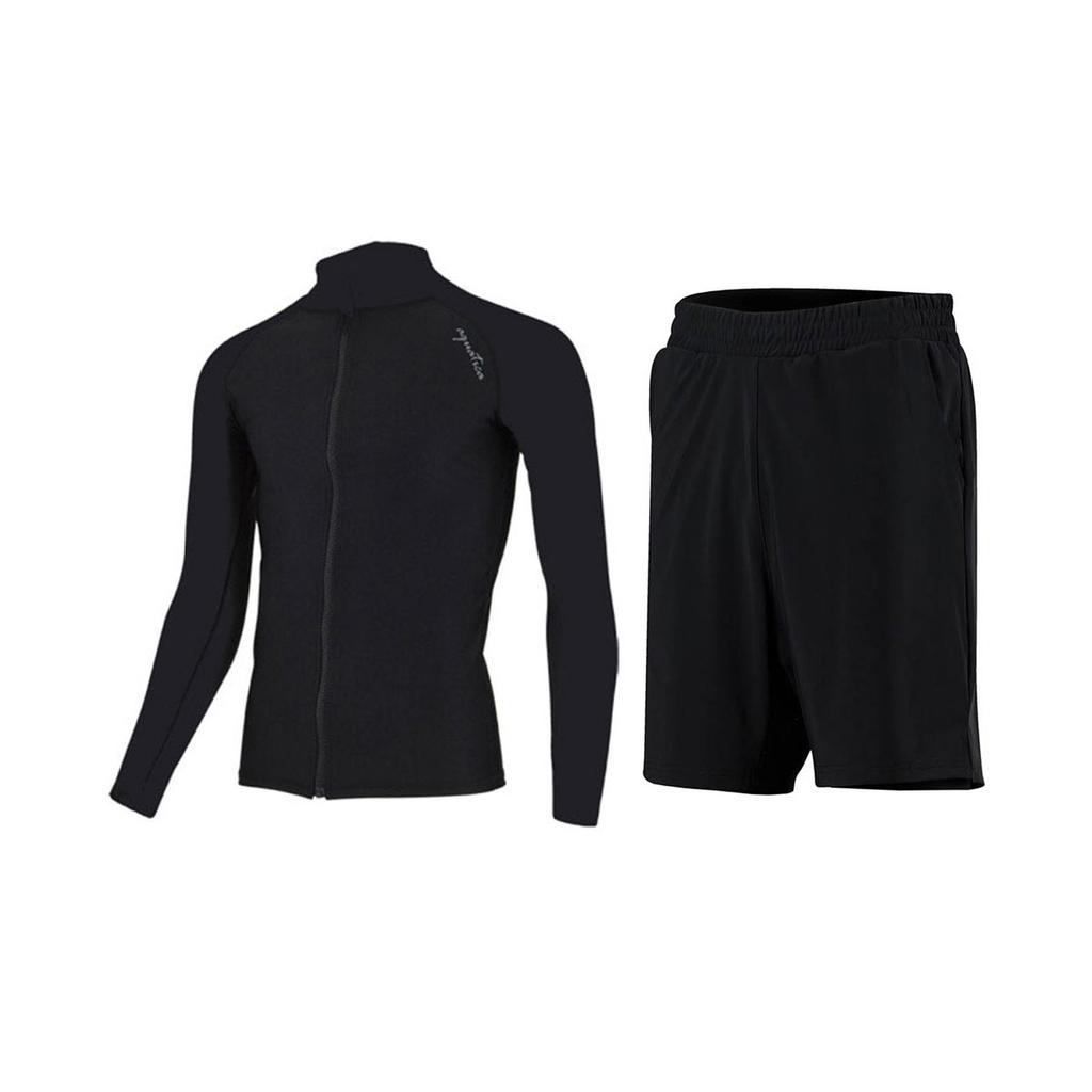 Akuatika Men'S Zip-Up Rash Guard Aqamal-Pz Shorts Set