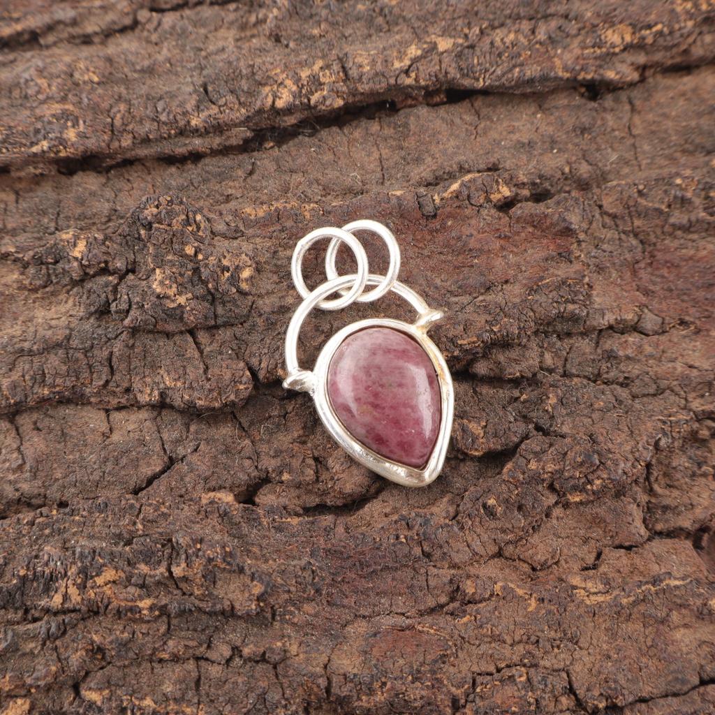Natural Black Rhodonite 925 Sterling Silver Daughter Gift Trendy Pendant Jewelry PP-56-26