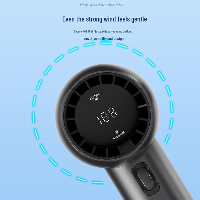 High-Speed Turbo Handheld Fan with Digital Display, USB Fast Charging, Long Battery Life, and Strong Wind Power