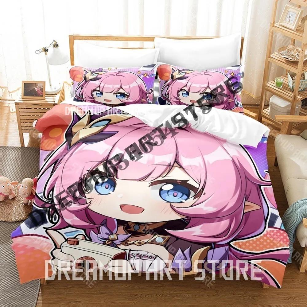 3D Print Elysia Honkai Impact 3rd Bedding Set Single Twin Full Queen King Size Bed Set Adult Bedroom Duvetcover Sets Anime