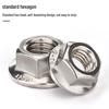 304 Stainless Steel Non-Slip Hex Flange Nut with Washer Cap, Anti-Loosening, Sizes M3-M12