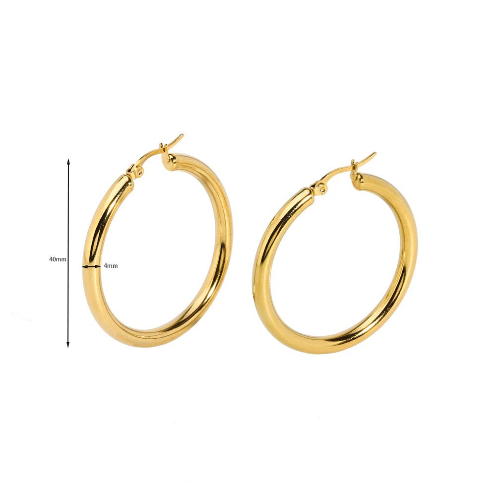 Gold Stainless Steel Fashion Small Big Circle Women Hoop Earrings Exaggerated Hoop Ear Loop 30/40/50mm  Earring Party Jewelry