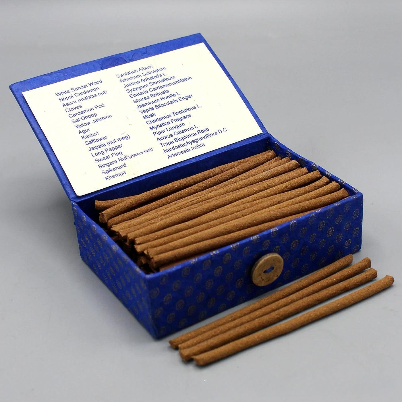 

Благовония Тара ручной работы от буддийских монахинь, подарочная коробка, тибетские благовонные палочки из женского монастыря Хачо Гьякьи Линг, 4 дюйма Med bud incence