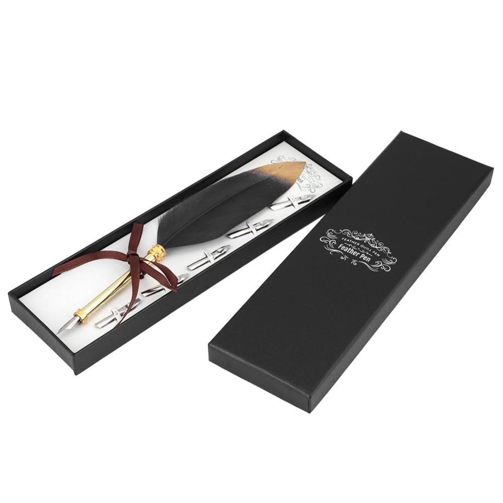 Metal Calligraphic Pen Set Blue Quill Pen Set Portable Dip Pen Set  Office Use