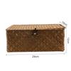 Yellow Seagrass Woven Storage Basket With Lid Desktop Organizer Box For Clothes And Sundries