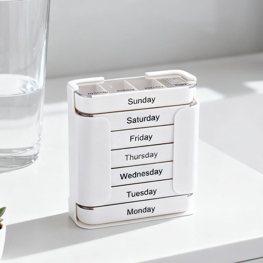 Portable Weekly 7 Days Pill Box Colorful Design Stackable 4 Times A Day Medicine Storage Dispenser Plastic Pill Organizer Boxes