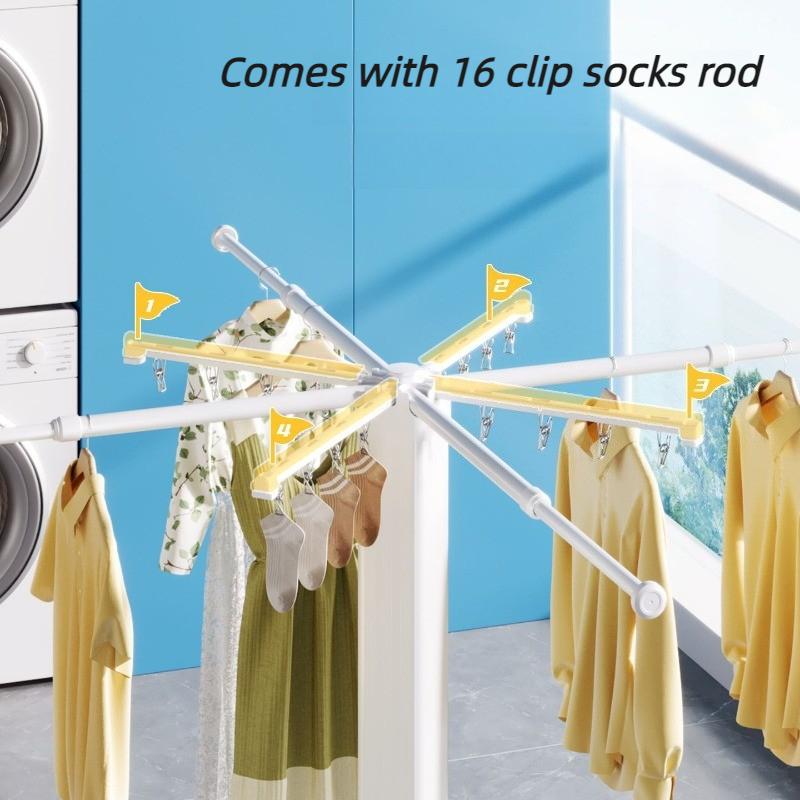 Modern Portable Drying Racks Folding Floor-standing Drying Rack Balcony Clothes Shelf Bathroom Laundry Storage Shelf with Clip