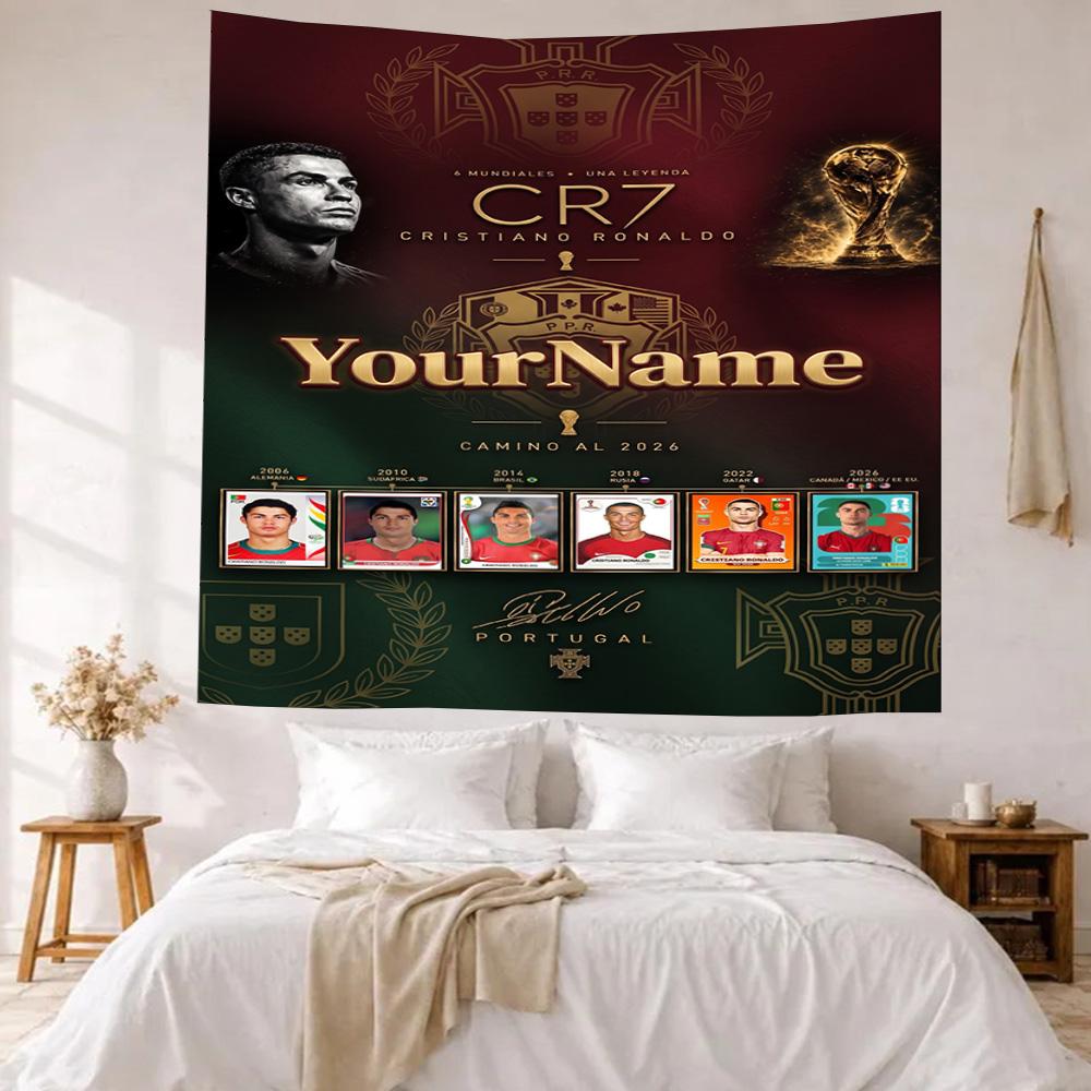 Cristiano Ronaldo Custom Your Name Wall Decor Tapestry Art For Pet Memorial Birthdaywedding Party Backdrop Family Gift