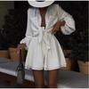 2024 Summer Women's Long-sleeved Tops Ruffled Shorts Casual Fashion Suits