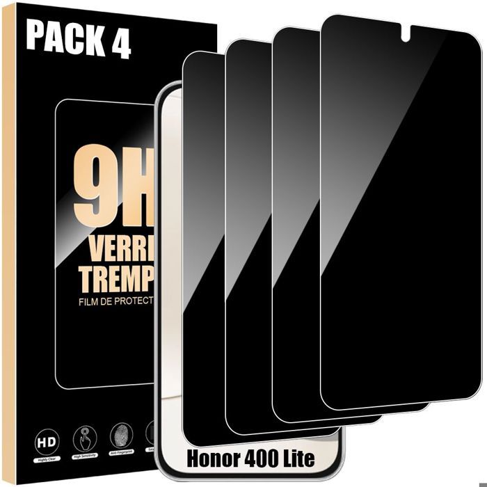 4 Vitre Protection Verre Trempé Anti-Espion pour Honor 400 Lite, Rigide Antichoc Anti-Rayures