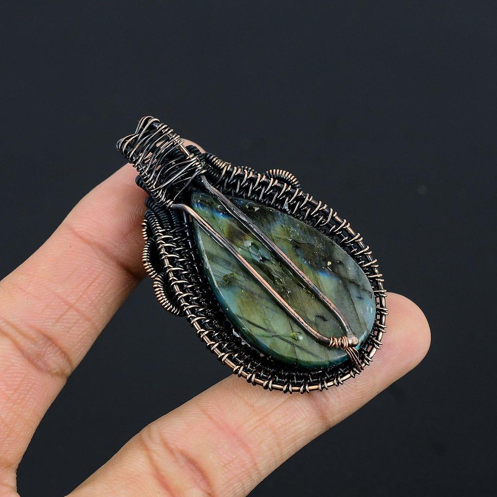 Neon Flash Labradorite 999 Copper Wire Wrapped  Pendant Handmade Gemstone Jewelry, Gifts For Wife Brand New Jewelry Pendant