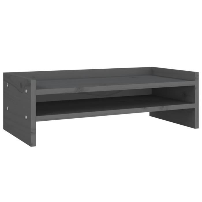 VidaXL Monitor Stand Grey 50x24x16 Cm Solid Pine Wood 813986