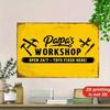 Vintage Papa's Workshop 2D Metal Sign Rustic Garage Wall Art For Men Dad Antique Flat Decor No Electricity