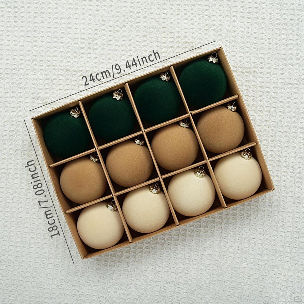 12 Pieces Velvet Christmas Ball Ornaments Tree Decor Elegant Sturdy Decorative Hanging for