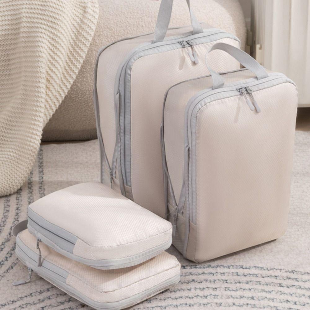 4Pcs 4 Size Travel Compression Packing Cubes Bag Waterproof Travel Bag  Travel