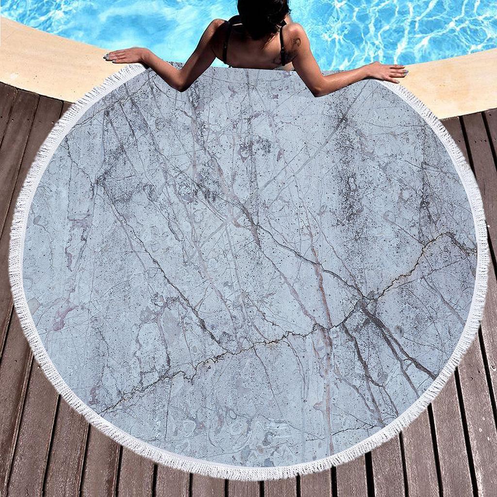 Abstract Marble Round Beach Blanket Microfiber Sand Resistant Beach Throw Towel Absorbent and Quick-drying Pool Towel Picnic Mat