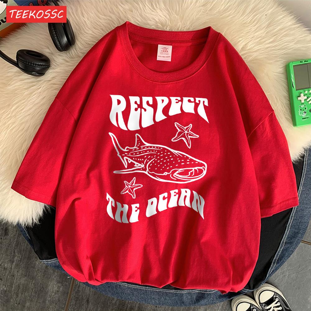 Respect The Ocean Protecting Whales Print Mans T-Shirts Fitting Oversized T-Shirt Leisure Soft Tshirt Pleasure Breathable Tops