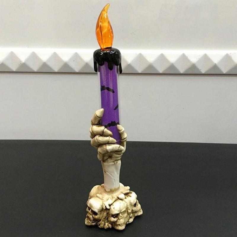 Halloween Party Supplies Horror Grip LED Candle Lamp Skeleton Hand Decor Props 1 Pc