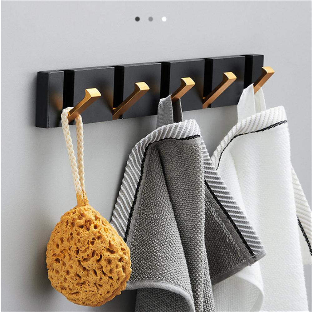Black Towel Hanger  Robe Hook Folding Clothes Hook Black Gold Clothes Rack Hanger Aluminum Kitchen Hook Door Hanger Wall Mounted