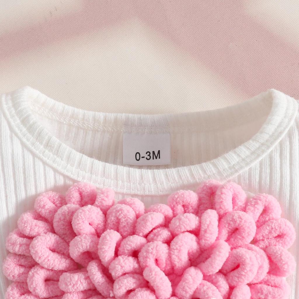 3D Heart Long-Sleeve Dress with Headband for Baby Girls, Ages 0-1, Wool Skirt Hem, with Open Crotch for Autumn/Winter