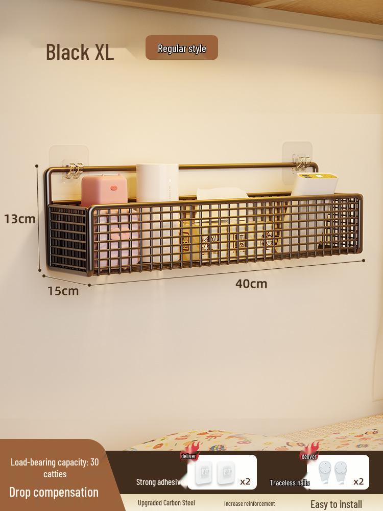 Punch-free Wall Shelf: Bedside Storage for Dorms & Bunks