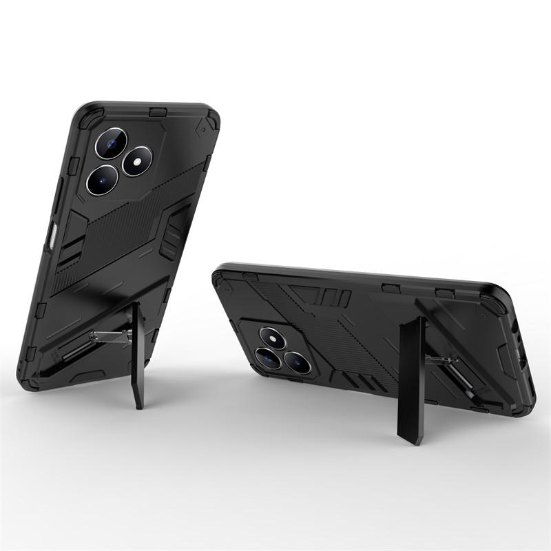 For Realme C51 Case Realme C51 C53 C55 Cover Cases Shockproof Armor PC Stand Silicone Protective Phone Back Shell Realme C51