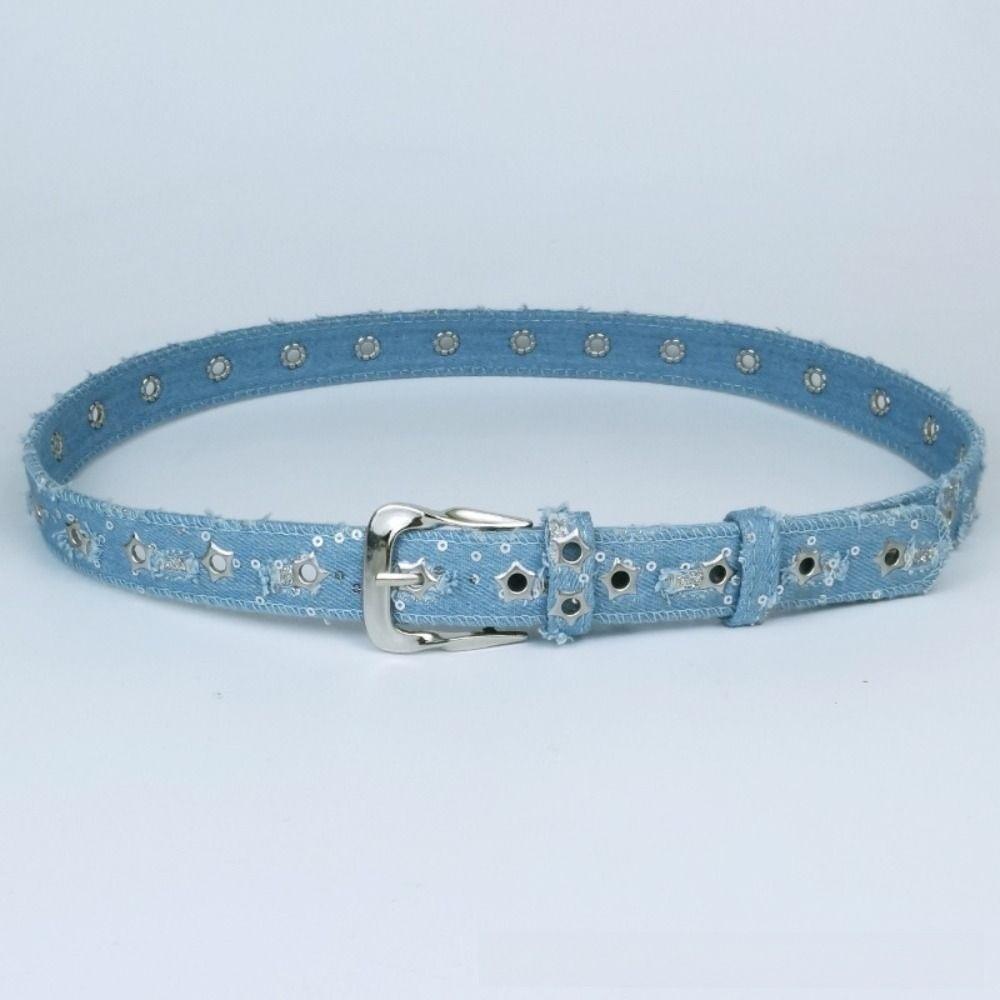 Pin Buckle Canvas Jeans Belt All-Match Decorative Waist Strap Vintage Denim Waist Belt  For Women