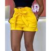 Pantaloncini Corti Casual da Donna a Vita Alta con Coulisse e Gamba Dritta con Tasche
