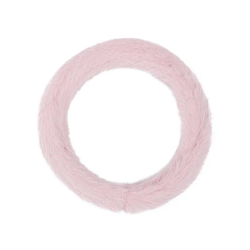 Car steering wheel cover handlebar cover for girls winter plush warm non-slip simple women's pink handlebar cover